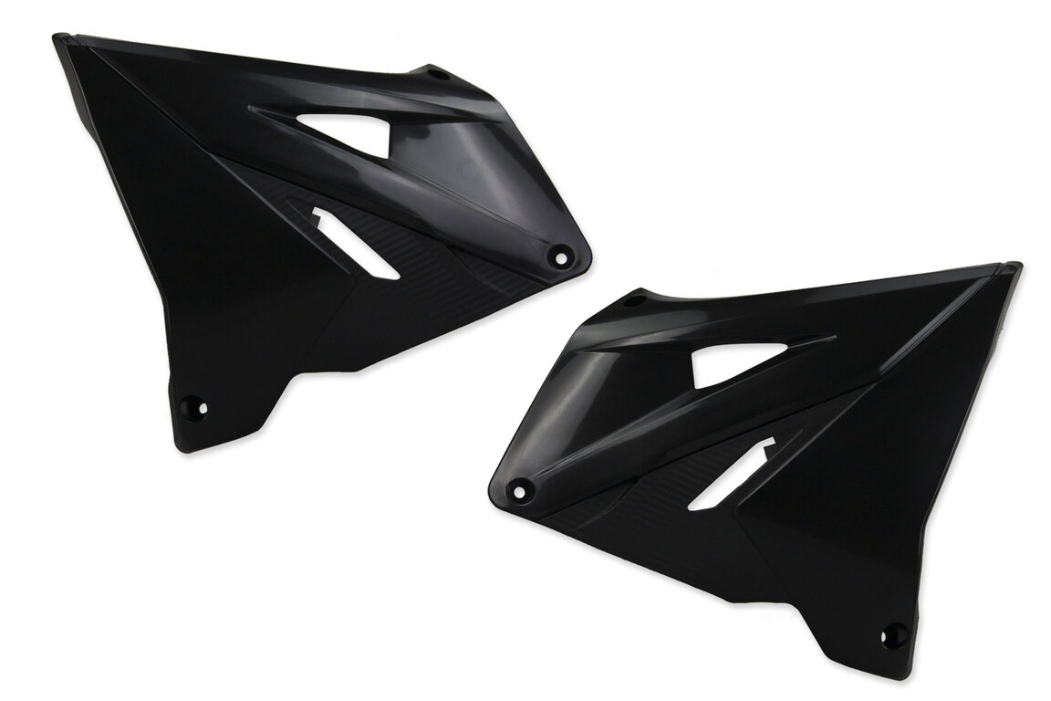 Polisport Black Restyled Radiator Shroud Set for Suzuki: RM125 (2001-2008), RM250 (2001-2008)