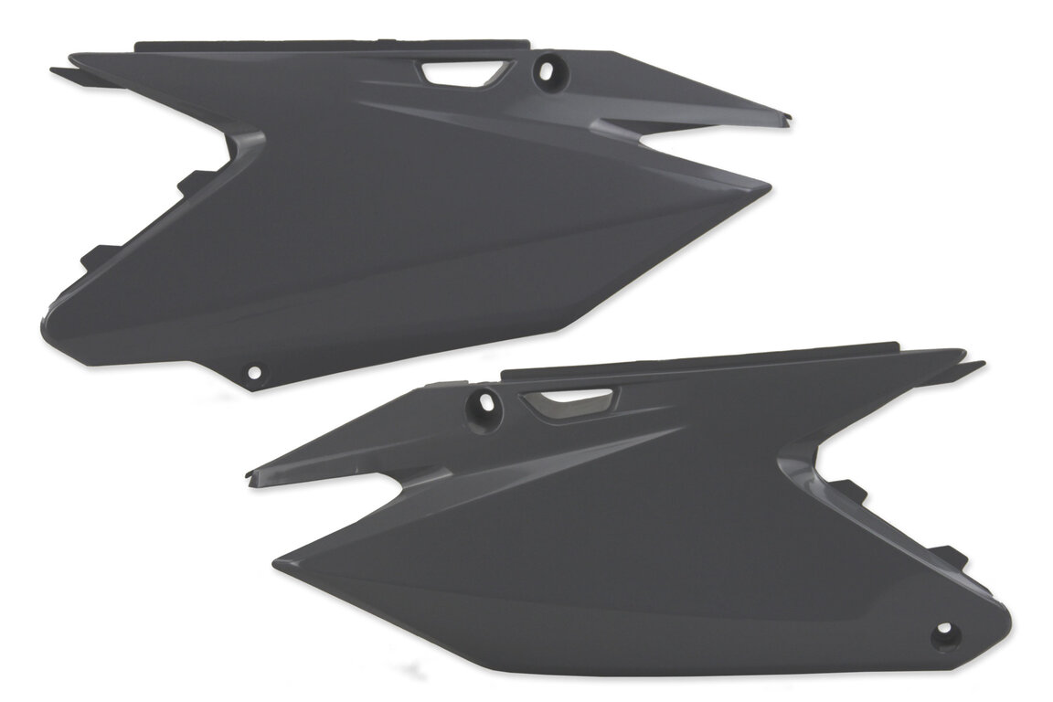 Polisport Nardo Grey Restyled Side Number Plates for Suzuki: RM125 (2001-2008), RM250 (2001-2008)