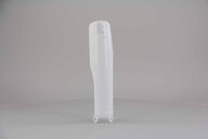 Left Side Polisport White Lower Fork Guards replacement plastics for 19-26 Honda CRF250, CRF450 dirt bikes.