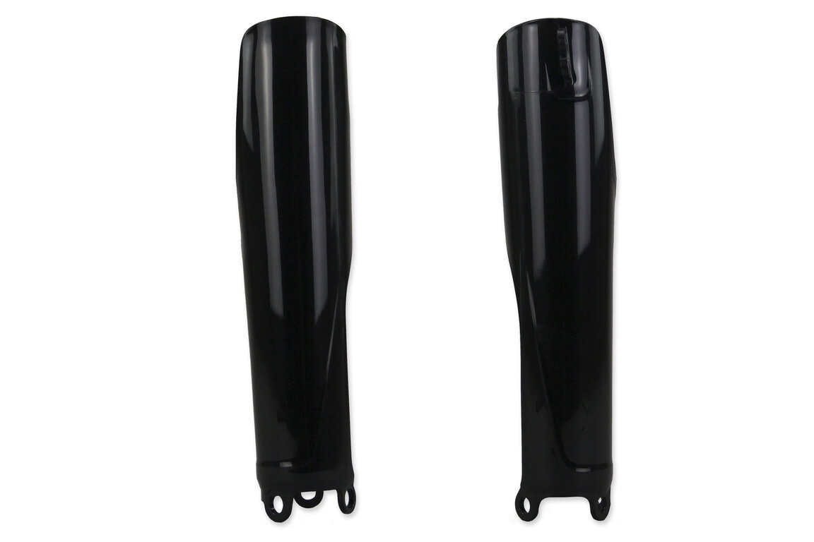 Polisport Black Lower Fork Guards for Honda: CRF250R (2019-2027), CRF250RWE (2025-2026), CRF250RX (2019-2027), CRF450L (2019-2020), CRF450R (2019-2026), CRF450RL (2021-2027), CRF450R-S (2022-2024), CRF450RWE (2021-2026), CRF450RX (2019-2026), CRF450X (2019-2027), HRC Works Edition (2027)