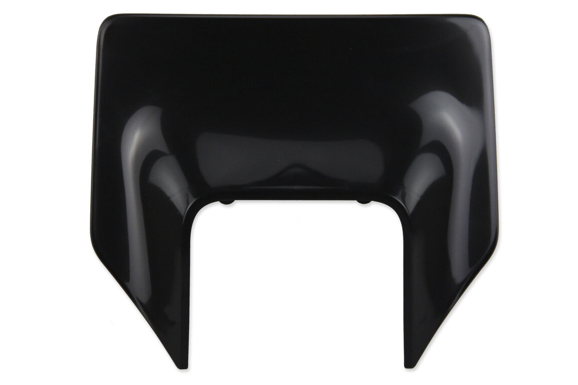 Polisport Black Front Number Plate Headlight Mask for Husqvarna: FE250 (2022-2023), FE350 (2020-2023), FE350s (2020, 2022-2023), FE450 (2020-2023), FE501 (2020-2023), FE501s (2020-2023), TE150 (2023), TE150i (2020-2022), TE250 (2023), TE250i (2020-2022), TE300 (2023), TE300i (2020-2022), TE30...and more