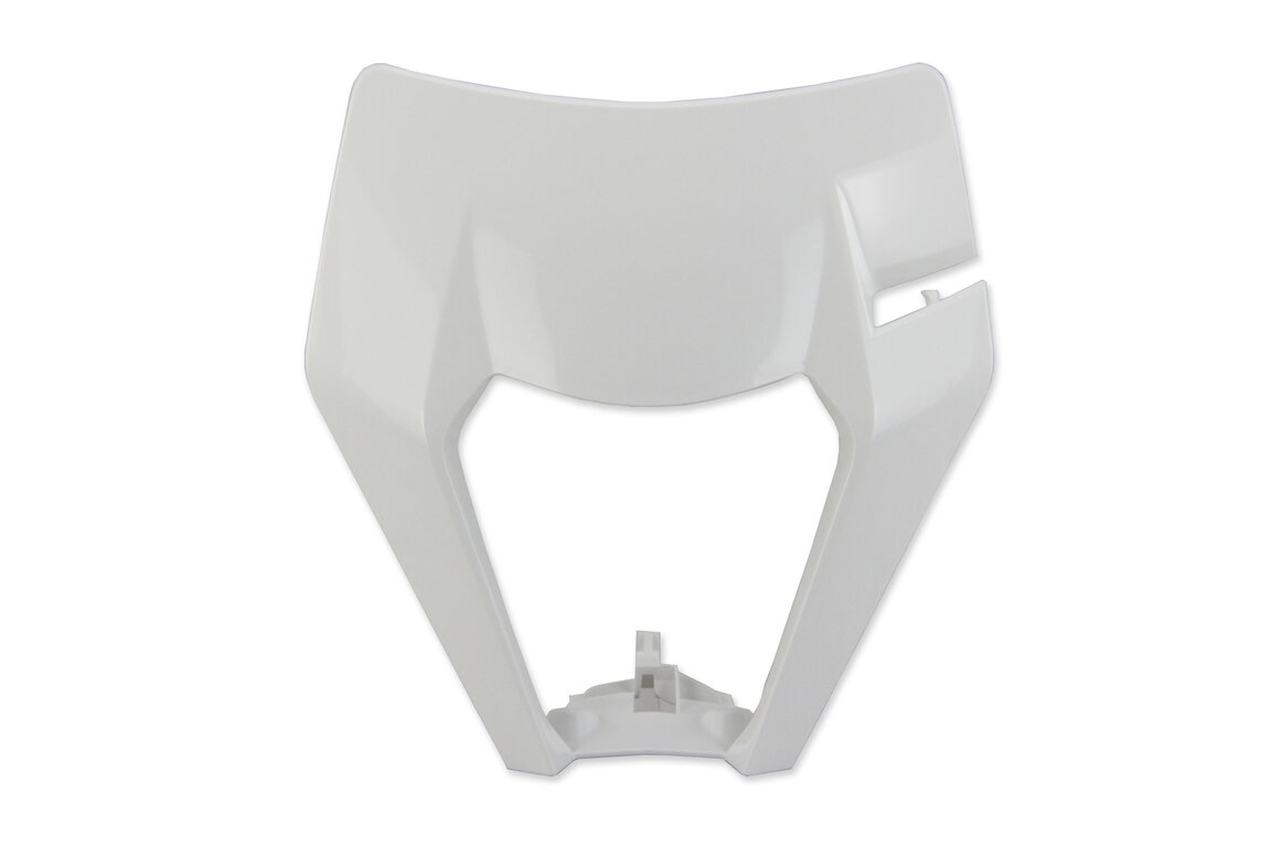 Polisport White Front Number Plate Headlight Mask for KTM: EXC250F (2017-2019), EXC300 (2017-2019), EXC350F (2017-2019), EXC450F (2017-2019), EXC500F (2017-2019), XCW150 (2017-2019), XCW250 (2017-2019), XCW300 (2017-2018), XCW300 TPI (2019)