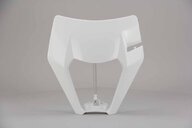 DeCal Works  Mix & Match Plastic Kit With Lower Forks & Seat Cover replacement plastics for 17-19 KTM EXCF, EXC, XCW dirt bikes 360 view