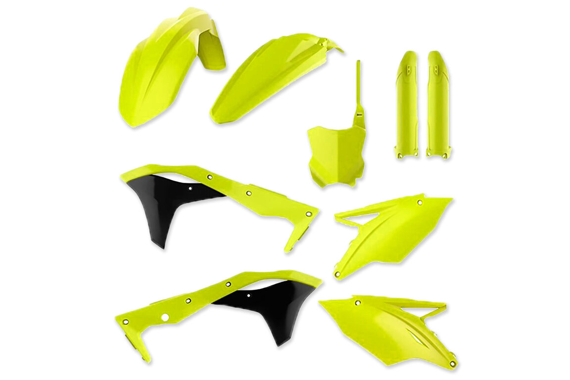 Polisport Flo Yellow Plastic Kit with Lower Forks for Kawasaki: KX450F (2016-2018)