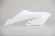 Right Side UFO White Radiator Shroud Set replacement plastics for 18-27 Yamaha YZ65 dirt bikes.