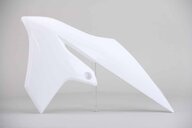 Left Side UFO White Radiator Shroud Set replacement plastics for 18-27 Yamaha YZ65 dirt bikes.