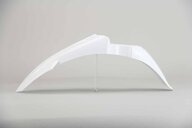 UFO White Front Fender replacement plastics for 18-26 Yamaha YZ65 dirt bikes 360 view