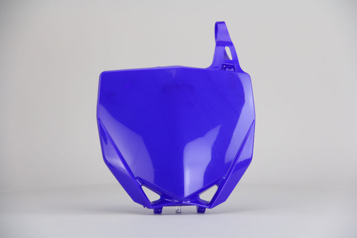 UFO Blue Front Number Plate replacement plastics for 15-26 Yamaha YZ65, YZ85 dirt bikes 360 view