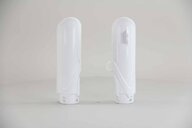 Acerbis White Lower Fork Guards replacement plastics for 18-26 Yamaha YZ65 dirt bikes 360 view