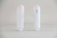 Acerbis White Lower Fork Guards replacement plastics for 18-27 Yamaha YZ65 dirt bikes 360 view