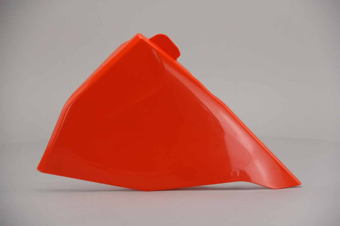 UFO Orange Airbox Covers replacement plastics for 18-23 KTM EXC, EXCF, SMR, SX, SXF, XC, XCF, XCW dirt bikes 360 view