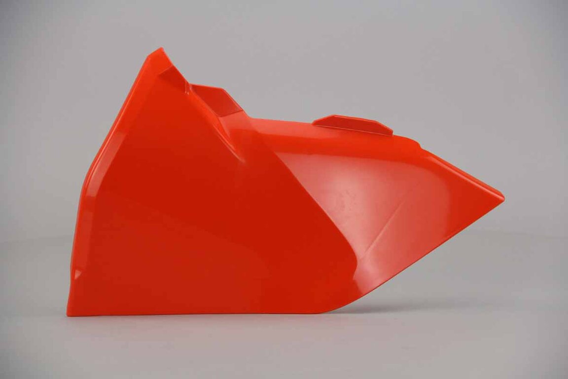 Polisport Orange Airbox Covers replacement plastics for 15-19 KTM EXCF, EXC, SX, SXF, XC, XCF, XCW dirt bikes 360 view