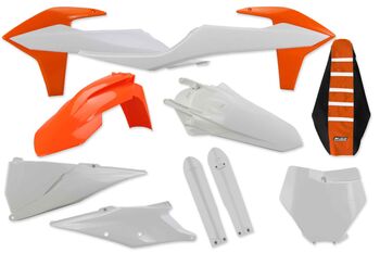 Complete Plastic Kit With Lower Forks & Seat Cover for KTM: SX125 (2 Stroke) (2019-22) / SX150 (2 Stroke) (2019-22) / SX250 (2 Stroke) (2019-22) / SXF250 (2019-22) / SXF350 (2019-22) / SXF450 (2019-22) / SXF450 (Factory Edition) (2018-21) / XC125 (2021-22) / XC250 (2 Stroke) (2019) / XC250 TPI (2 Stroke) (2020-22) / XC300 (2 Stroke) (2019) / XC300 TPI (2 Stroke) (2020-22) / XCF250 (2019-22) / XCF350 (2019-22) / XCF450 (2019-22) | DeCal Works