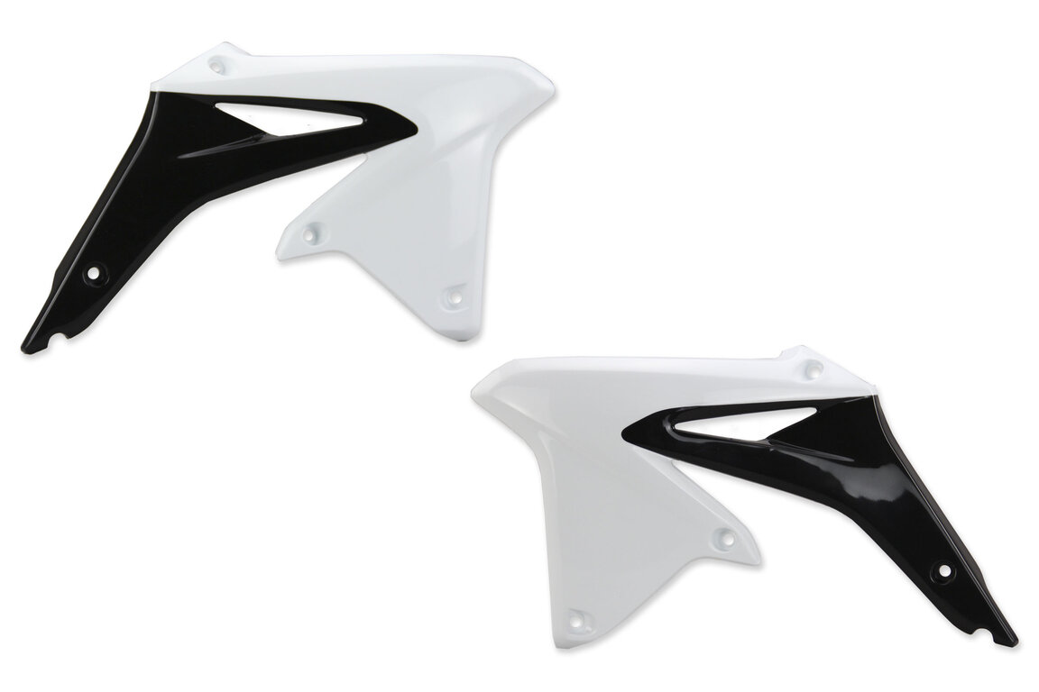 UFO White / Black Radiator Shroud Set for Suzuki: RMZ450 (2008-2017)