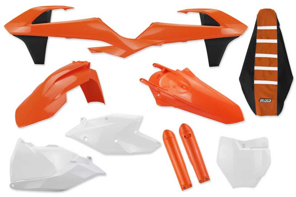 Complete Plastic Kit With Lower Forks & Seat Cover 2016 KTM SX125, 2017 KTM SX125, 2018 KTM SX125, 2016 KTM SX150, 2017 KTM SX150, 2018 KTM SX150, 2017 KTM SX250, 2018 KTM SX250, 2016 KTM SXF250, 2017 KTM SXF250, 2018 KTM SXF250, 2015 KTM SXF250FE, 2016 KTM SXF250FE, 2017 KTM SXF250FE, 201...and more | DeCal Works