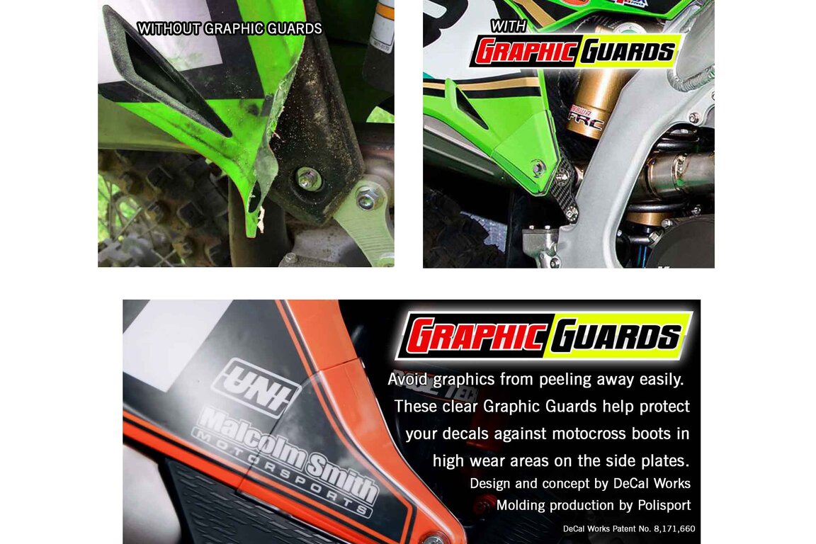 Polisport Clear Graphic Guards for Honda: CRF250R (2018-2021), CRF250RX (2019-2021), CRF450L (2019-2020), CRF450R (2017-2020), CRF450RL (2021-2027), CRF450R-S (2022)