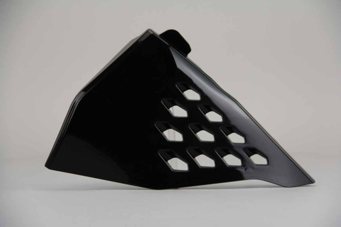 UFO Black Vented Airbox Covers replacement plastics for 18-23 KTM EXC, EXCF, SMR, SX, SXF, XC, XCF, XCW dirt bikes 360 view