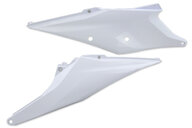 UFO Ceramic White Side Number Plates for KTM: EXC125 (2020-2021), EXC150 (2020-2023), EXC250 (2020-2023), EXC250F (2020-2023), EXC300 (2020-2023), EXC350F (2020-2023), EXC450F (2020-2023), EXC500F (2020-2023), SMR450 (2021-2022), SX125 (2019-2022), SX150 (2019-2022), SX250 (2019-...and more