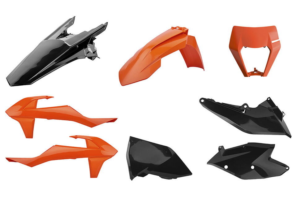 Orange / Black Plastic Kits EXC250F, EXC300, EXC300 TPI, EXC350F, EXC450F, EXC500F, XCW150, XCW250, XCW300, XCW300 TPI