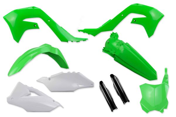 Complete Plastic Kit With Lower Forks 2021 Kawasaki KX250F, 2022 Kawasaki KX250F, 2023 Kawasaki KX250F, 2024 Kawasaki KX250F, 2022 Kawasaki KX250X, 2023 Kawasaki KX250X, 2024 Kawasaki KX250X, 2021 Kawasaki KX250XC, 2019 Kawasaki KX450F, 2020 Kawasaki KX450F, 2021 Kawasaki KX450F, 2022 Kawasaki KX450F, 2023 Kawasaki KX450F, 2022 Kawasaki KX450SR, 2023 Kawasaki KX450SR, 2022 Kawasaki KX450X, 2023 Kawasaki KX450X, 2021 Kawasaki KX450XC | DeCal Works