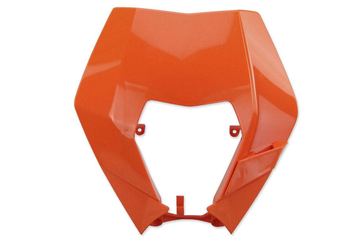 Polisport Orange Front Number Plate Headlight Mask for KTM: EXC125 (2008, 2012-2013), EXC200 (2008, 2012-2013), EXC250 (2012-2013), EXC250F (2008-2013), EXC300 (2008-2010, 2012-2013), EXC350F (2012-2013), EXC400 (2011), EXC450 (2008-2013), EXC500 (2012-2013), EXC530R (2008-2011), XCF250W (2008...and more