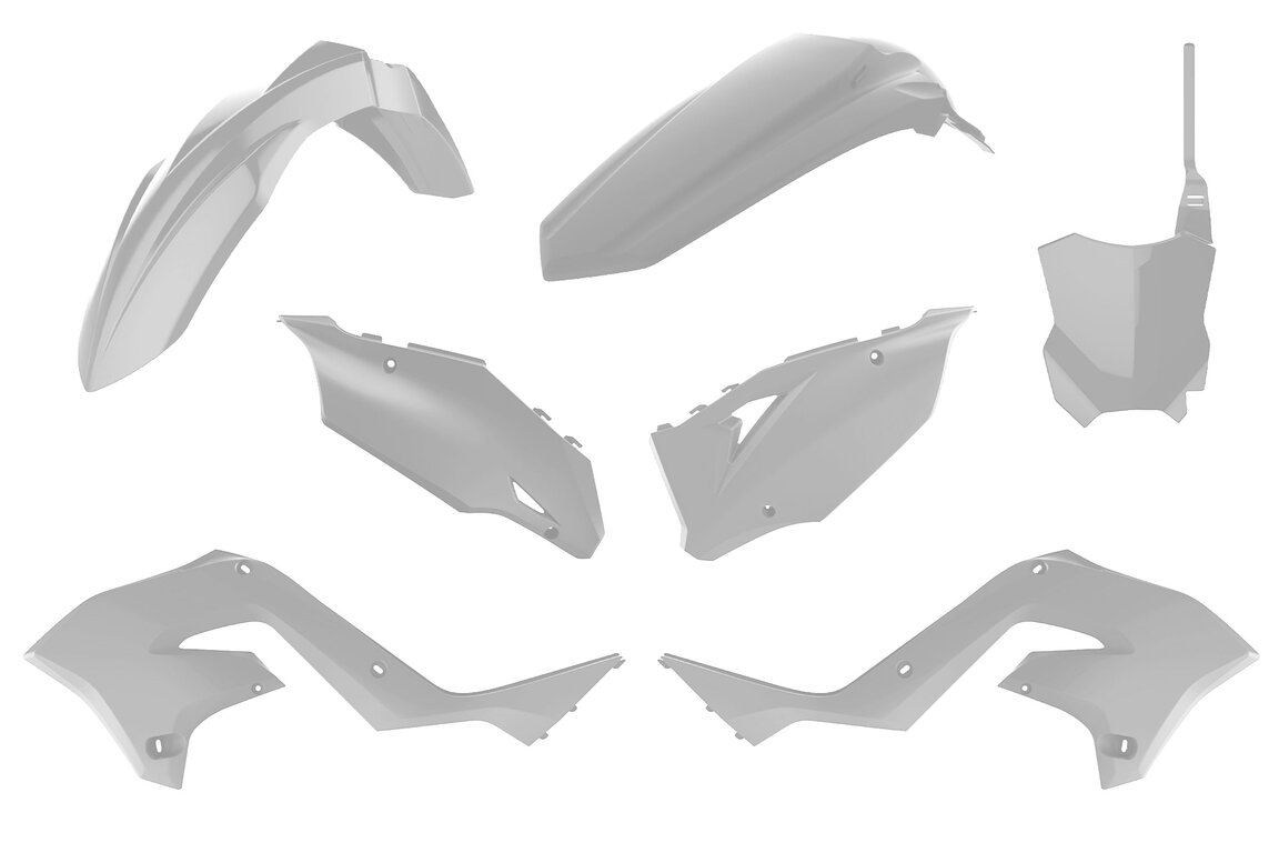 Polisport White 20 Style Restyled Plastic Kit for Kawasaki: KX125 (2003-2007), KX250 (2003-2007)