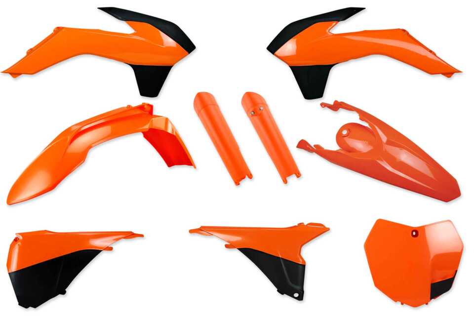 Complete Plastic Kit With Lower Forks 2013 KTM SX125, 2014 KTM SX125, 2013 KTM SX150, 2014 KTM SX150, 2013 KTM SX250, 2014 KTM SX250, 2013 KTM SXF250, 2014 KTM SXF250, 2013 KTM SXF350, 2014 KTM SXF350, 2013 KTM SXF450, 2014 KTM SXF450, 2012 KTM SXF450FE, 2013 KTM SXF450FE, 201...and more | DeCal Works