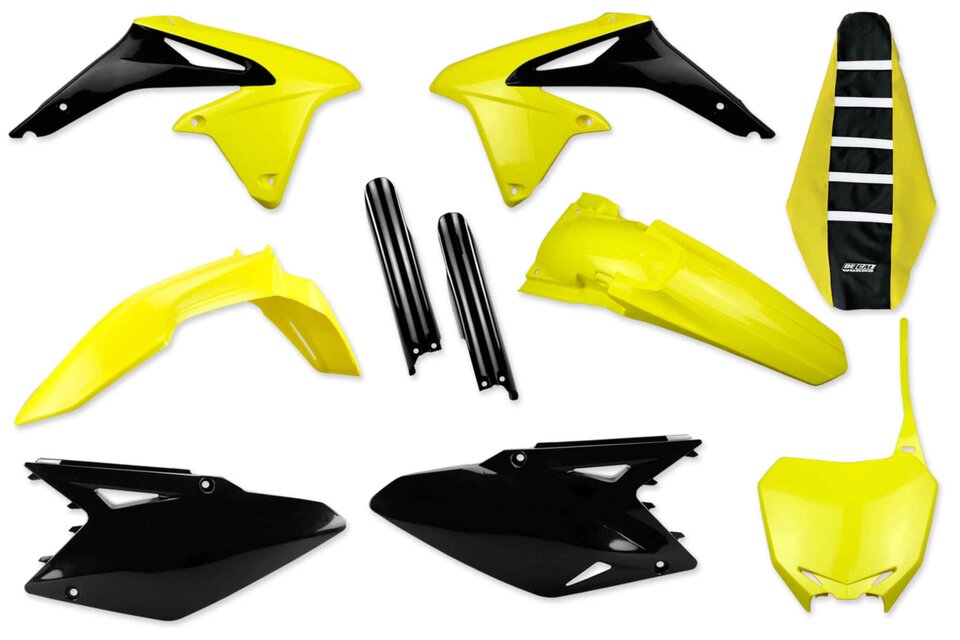 Mix & Match Plastic Kit With Lower Forks & Seat Cover 2008 Suzuki RMZ450, 2009 Suzuki RMZ450, 2010 Suzuki RMZ450, 2011 Suzuki RMZ450, 2012 Suzuki RMZ450, 2013 Suzuki RMZ450, 2014 Suzuki RMZ450, 2015 Suzuki RMZ450, 2016 Suzuki RMZ450, 2017 Suzuki RMZ450 | DeCal Works