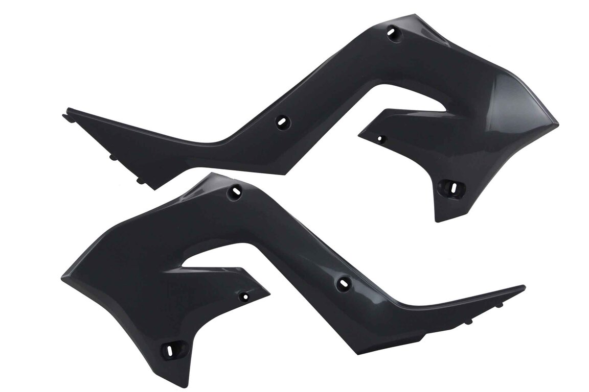 Polisport Nardo Grey Restyled Radiator Shroud Set for Kawasaki: KX125 (2003-2007), KX250 (2003-2007)