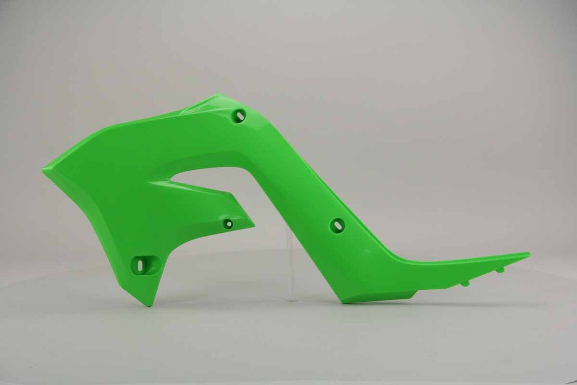 Left Side DeCal Works  Mix & Match Restyled Plastic Kit With Lower Forks replacement plastics for 03 Kawasaki KX dirt bikes.