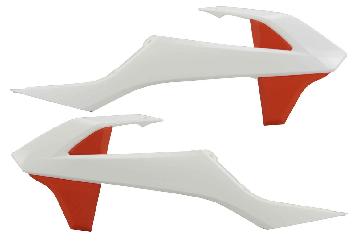 UFO Ceramic White / Orange Radiator Shroud Set for KTM: SX85 (2018-2024)