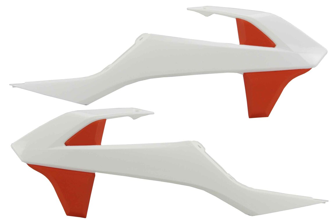 UFO White / Orange Radiator Shroud Set for KTM: SX85 (2018-2024)