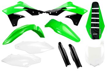 Complete Plastic Kit With Lower Forks & Seat Cover for Kawasaki: KX250F (2013-16) | DeCal Works