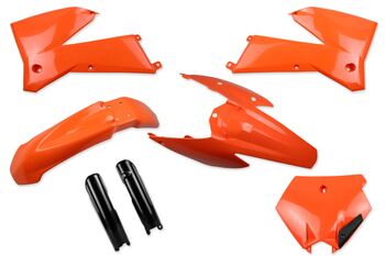 Complete Plastic Kit With Lower Forks for KTM: EXC125 Diamond Headlight (2005-07) / EXC125 Square Headlight (2007) / EXC200 Diamond Headlight (2005-06) / EXC250 Diamond Headlight (2005-07) / EXC250 Square Headlight (2007) / EXC300 Diamond Headlight (2005-07) / EXC300 Square Headlight (2005-07) / EXC400 Diamond Headlight (2005-07) / EXC400 Square Headlight (2007) / EXC450 Diamond Headlight (2005-07) / EXC450 Square Headlight (2007) / EXC525 Diamond Headlight (2005-07) / EXC525 Square Headlight (2005-07) / SX125 (2 Stroke) (2005-06) / SX250 (2 Stroke) (2005-06) / SX450 (2005-06) / SXF250 (2006) / XC200 (2 Stroke) (2006-07) / XC250 (2 Stroke) (2006-07) / XC300 (2 Stroke) (2006-07) / XC450 (2006-07) / XC525 (2006-07) / XCW200 (2006-07) / XCW250 (2006-07) / XCW300 (2006-07) ... and more | DeCal Works