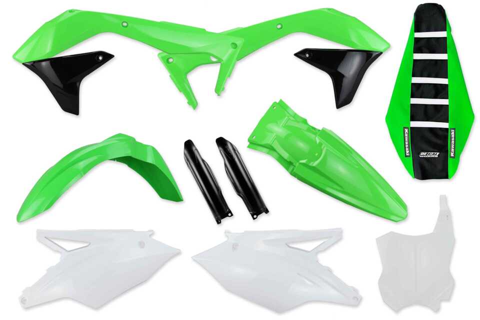 Complete Plastic Kit With Lower Forks & Seat Cover 2016 Kawasaki KX450F, 2017 Kawasaki KX450F, 2018 Kawasaki KX450F | DeCal Works