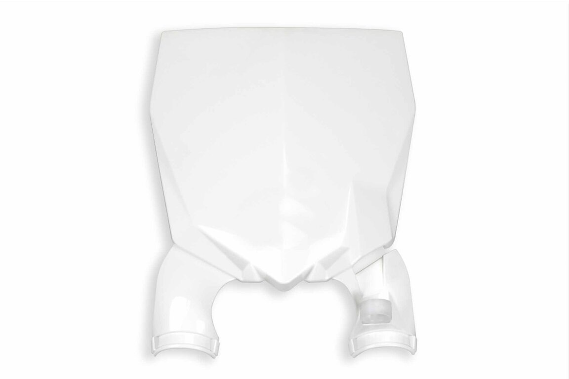 UFO White Stadium Front Number Plate for Yamaha: YZ125 (2002-2020), YZ125X (2020-2022), YZ250 (2002-2020), YZ250F (2010-2018), YZ250FX (2015-2019), YZ250X (2016-2022), YZ450F (2010-2017), YZ450FX (2016-2018)