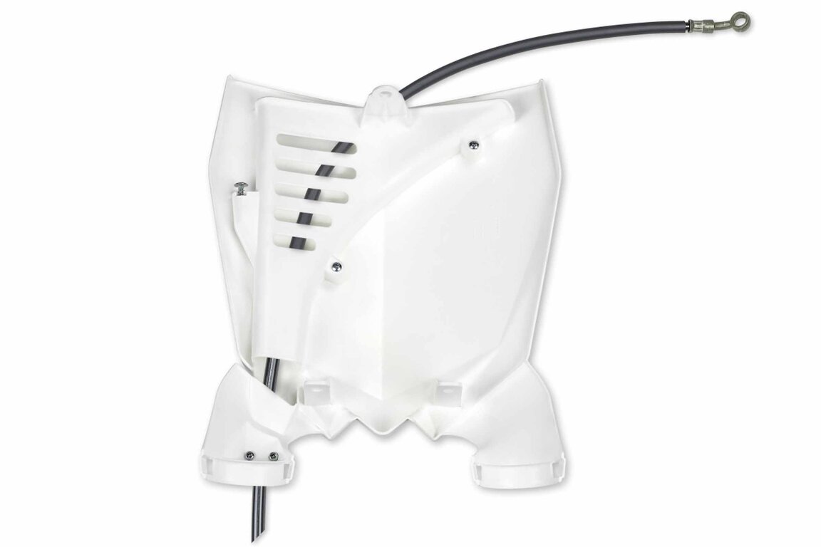 UFO White Stadium Front Number Plate for Yamaha: YZ125 (2002-2020), YZ125X (2020-2022), YZ250 (2002-2020), YZ250F (2010-2018), YZ250FX (2015-2019), YZ250X (2016-2022), YZ450F (2010-2017), YZ450FX (2016-2018)