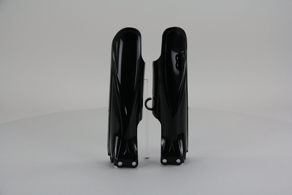 UFO Black Lower Fork Guards replacement plastics for 19-26 Yamaha YZ85 dirt bikes 360 view