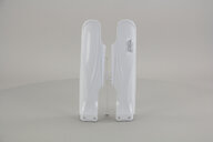 UFO White Lower Fork Guards replacement plastics for 19-26 Yamaha YZ85 dirt bikes 360 view