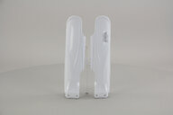 UFO White Lower Fork Guards replacement plastics for 19-27 Yamaha YZ85 dirt bikes 360 view