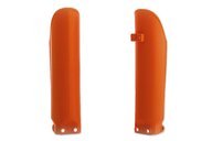 UFO Orange Lower Fork Guards for GasGas: MC50 (2021-2026), MC65 (2021-2023), MC-E 3 (2023-2024), MC-E 5 (2021-2025), Husqvarna: EE-3 (2023-2024), EE-5 (2020-2024), TC50 (2017-2023), TC50 Mini (2023), TC65 (2017-2023), KTM: SX50 (2023), SX50 Jr / Sr (2019-2022), SX50 MINI ...and more
