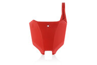 UFO Red Front Number Plate for Honda: CR125R (2000-2001), CR250R (2000-2001), CRF250R (2022-2027), CRF250RWE (2025-2026), CRF250RX (2022-2027), CRF450R (2021-2026), CRF450R-S (2023-2024), CRF450RWE (2021-2026), CRF450RX (2021-2026), HRC Works Edition (2027)