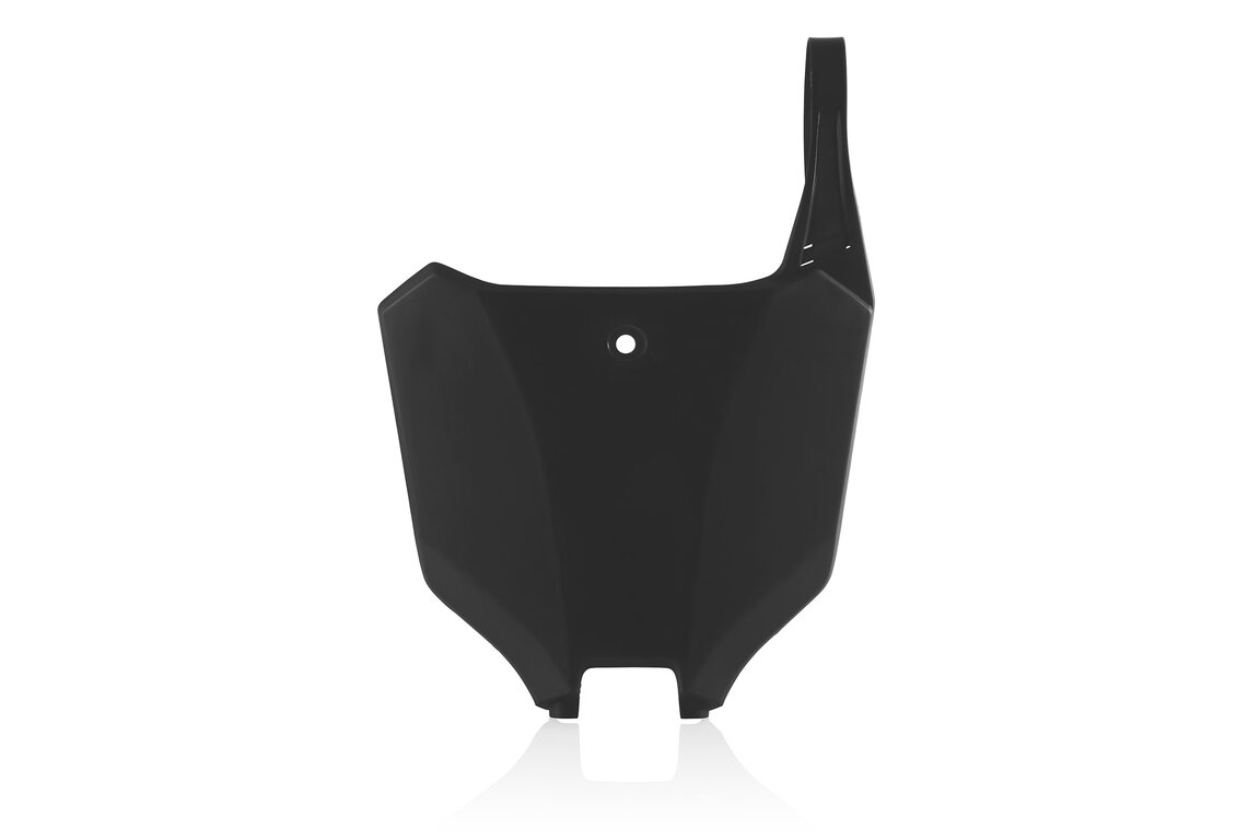 UFO Black Front Number Plate for Honda: CR125R (2000-2001), CR250R (2000-2001), CRF250R (2022-2027), CRF250RWE (2025-2026), CRF250RX (2022-2027), CRF450R (2021-2026), CRF450R-S (2023-2024), CRF450RWE (2021-2026), CRF450RX (2021-2026), HRC Works Edition (2027)