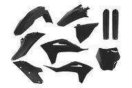 Polisport Black Plastic Kit with Lower Forks for GasGas: EX250 (2022-2023), EX250F (2021-2023), EX300 (2021-2023), EX350F (2021-2023), EX450F (2021-2023), MC 125 (2021-2023), MC 250 (2022-2023), MC250F (2021-2023), MC350F (2022-2023), MC450F (2021-2023), MC450F FE (2022)