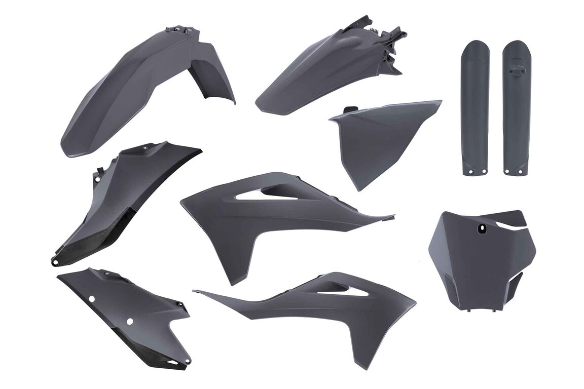 Polisport Nardo Plastic Kit with Lower Forks for GasGas: EX250 (2022-2023), EX250F (2021-2023), EX300 (2021-2023), EX350F (2021-2023), EX450F (2021-2023), MC 125 (2021-2023), MC 250 (2022-2023), MC250F (2021-2023), MC350F (2022-2023), MC450F (2021-2023), MC450F FE (2022)