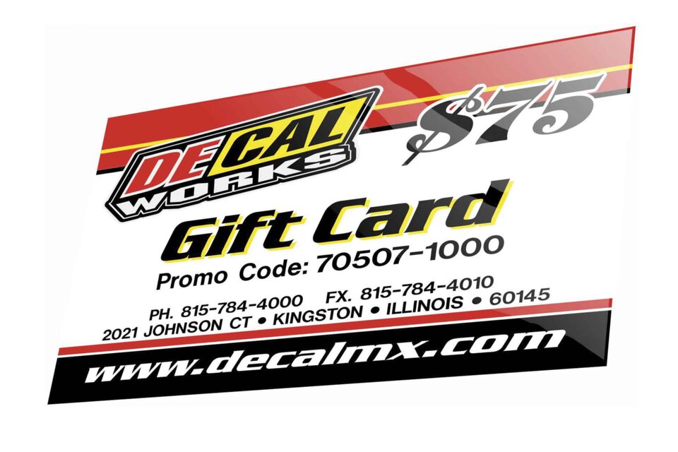 $75 DeCal Works Gift Card are delivered via email the same day as they are ordered. Perfect For Any Occasion.