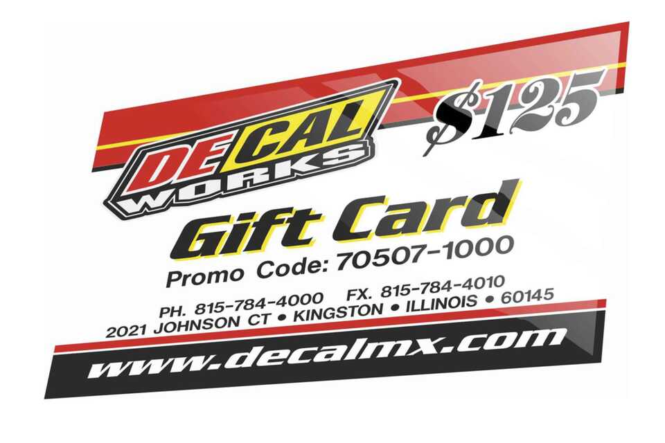 $125 DeCal Works Gift Card are delivered via email the same day as they are ordered. Perfect For Any Occasion.