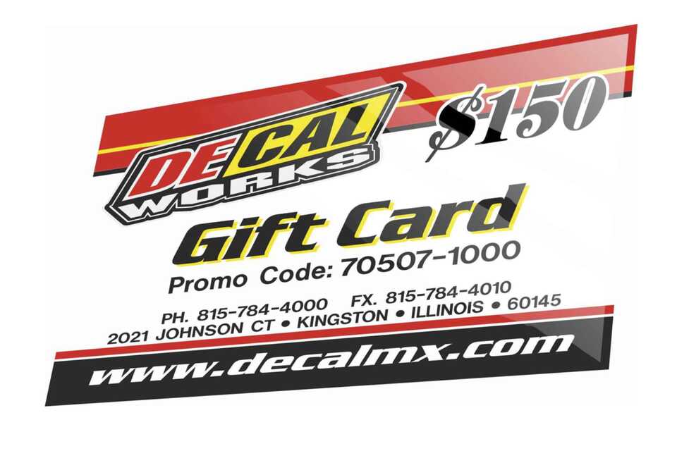 $150 DeCal Works Gift Card are delivered via email the same day as they are ordered. Perfect For Any Occasion.