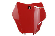 UFO Red Front Number Plate for GasGas: EX250 (2022-2023), EX250F (2021-2023), EX300 (2021-2023), EX350F (2021-2023), EX450F (2021-2023), MC 125 (2021-2023), MC 250 (2022-2023), MC250F (2021-2023), MC350F (2022-2023), MC450F (2021-2023), MC450F FE (2022)