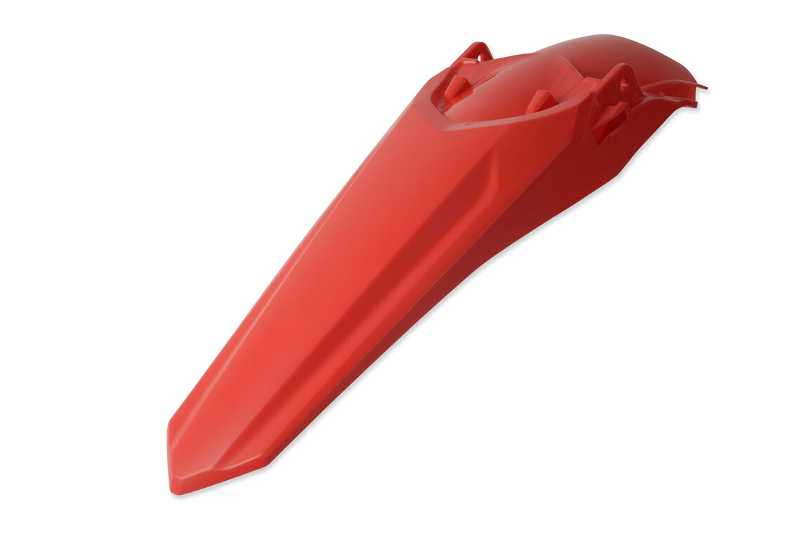 UFO Red Rear Fender for Honda: CRF250R (2022-2027), CRF250RWE (2025-2026), CRF250RX (2022-2027), CRF450R (2021-2026), CRF450R-S (2023-2024), CRF450RWE (2021-2026), CRF450RX (2021-2026), HRC Works Edition (2027)